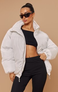 PrettyLittleThing Объемная куртка-пуховик Petite White Extreme