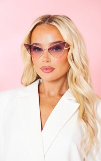 PrettyLittleThing Солнцезащитные очки «кошачий глаз» Lilac Butterfly Extreme Wing