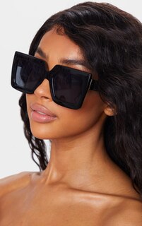 PrettyLittleThing Черные солнцезащитные очки в крупной оправе
