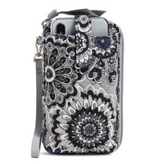 Кошелек Vera Bradley Cotton Smartphone With Rfid Protection, серый/черный