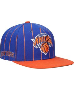 Мужская синяя, оранжевая кепка New York Knicks Hardwood Classics в тонкую полоску Snapback Mitchell &amp; Ness