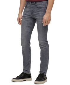 Мужские джинсы узкого кроя из серого комфортного эластичного денима Hugo Boss