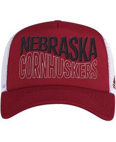 Мужская алая и белая кепка Nebraska Huskers Wave Foam Trucker Snapback adidas