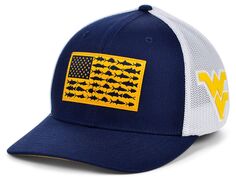 Кепка эластичного кроя с флагом West Virginia Mountaineers PFG Fish Flag Columbia