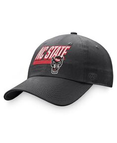 Мужская темно-серая регулируемая шляпа NC State Wolfpack Slice Top of the World