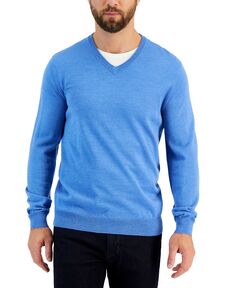 Мужской однотонный свитер из мериносовой шерсти с v-образным вырезом Club Room