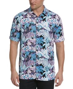 Мужская рубашка на пуговицах с фактурным эластичным тропическим принтом Cubavera