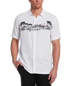Мужская текстурированная рубашка на пуговицах с принтом Scenic Island Cubavera