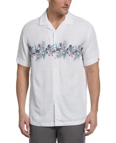 Мужская походная рубашка на пуговицах с фактурным тропическим принтом Cubavera