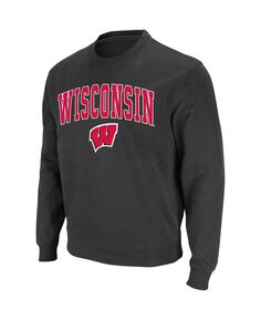 Мужской темно-серый свитшот с круглым вырезом и логотипом Wisconsin Badgers Arch Colosseum