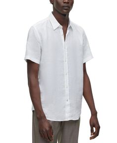 Мужская облегающая рубашка из эластичного льна с короткими рукавами и шамбре Hugo Boss