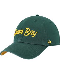 Мужская зеленая регулируемая кепка Green Bay Packers Crosstown Clean Up &apos;47 Brand