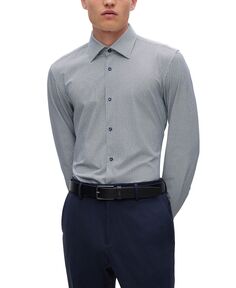 Мужская рубашка приталенного кроя с геометрическим принтом Hugo Boss