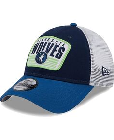 Мужская темно-синяя кепка Minnesota Timberwolves с двухцветной нашивкой 9FORTY Trucker Snapback New Era