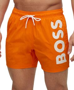 Мужские быстросохнущие шорты для плавания с крупным контрастным логотипом Hugo Boss