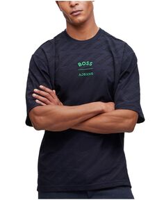 Мужская жаккардовая футболка свободного кроя с монограммой AJBXNG Hugo Boss