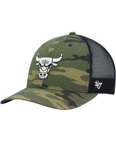 Мужская камуфляжная черная кепка Chicago Bulls Trucker Snapback &apos;47 Brand