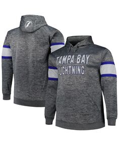 Мужской пуловер с капюшоном цвета древесного угля Tampa Bay Lightning в большую и высокую полоску Profile