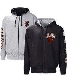 Мужская двусторонняя толстовка с капюшоном и молнией во всю длину San Francisco Giants Southpaw черного, серого цвета G-III Sports by Carl Banks