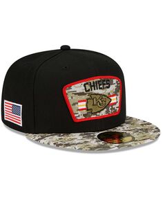Мужская кепка Kansas City Chiefs 2021 Salute To Service 59FIFTY черного цвета с камуфляжным принтом New Era