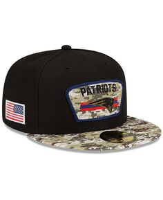 Мужская кепка New England Patriots 2021 Salute To Service черного камуфляжного цвета 59FIFTY New Era