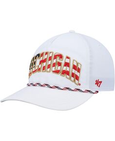 Мужская кепка Snapback &apos;47 White Michigan Wolverines со звездами и полосками и флагом Flutter Hitch &apos;47 Brand