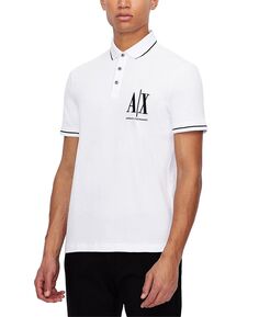 Мужская рубашка-поло из пике с вышитым логотипом Icon Armani Exchange