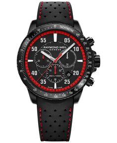 Мужские швейцарские часы с хронографом Tango, черный каучуковый ремешок, 43 мм Raymond Weil