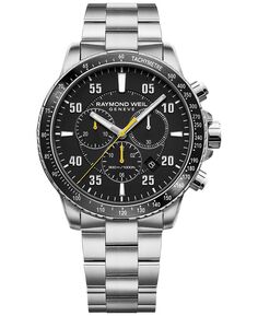 Мужские швейцарские часы-хронограф Tango с браслетом из нержавеющей стали, 43 мм Raymond Weil
