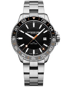 Мужские швейцарские часы Tango GMT с браслетом из нержавеющей стали, 42 мм Raymond Weil