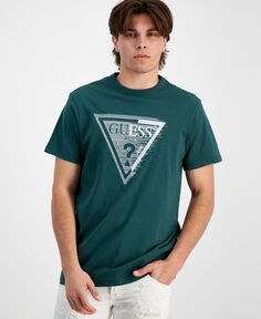 Мужская футболка с вышитым затененным треугольником и графическим логотипом GUESS