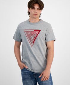 Мужская футболка с вышитым затененным треугольником и графическим логотипом GUESS