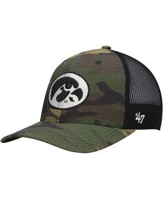 Мужская кепка Trucker Snapback с камуфляжным принтом черного цвета Iowa Hawkeyes Team Logo &apos;47 Brand