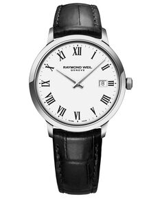 Мужские швейцарские часы Toccata с черным кожаным ремешком, 39 мм Raymond Weil