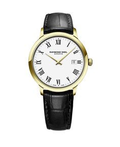 Мужские швейцарские часы Toccata с черным кожаным ремешком, 39 мм Raymond Weil