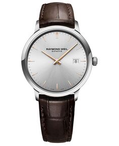 Мужские швейцарские часы Toccata с коричневым кожаным ремешком, 39 мм Raymond Weil