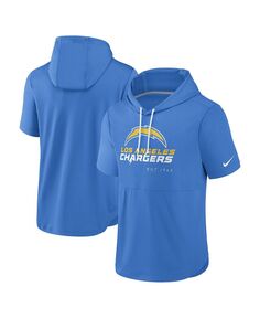 Мужской пуловер с капюшоном с короткими рукавами пудрово-синего цвета Los Angeles Chargers Nike
