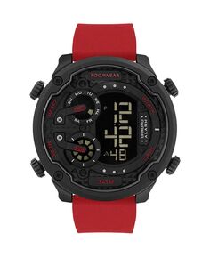 Мужские цифровые часы с красным силиконовым ремешком, 52 x 65 мм Rocawear