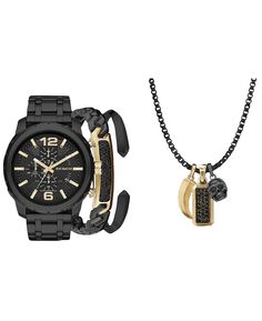 Набор мужских часов с блестящим черным металлическим сетчатым браслетом, 50 мм Rocawear
