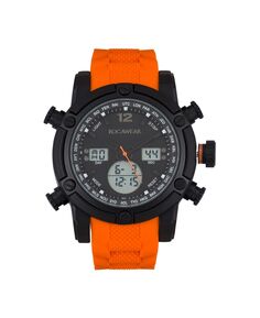 Мужские часы с оранжевым силиконовым ремешком 51 мм Rocawear