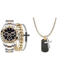 Набор мужских часов с блестящим металлическим браслетом серебристого цвета, 45 мм Rocawear