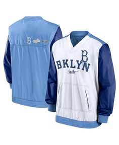 Мужская белая, голубая куртка-пуловер с v-образным вырезом Los Angeles Dodgers Rewind Warmup Nike