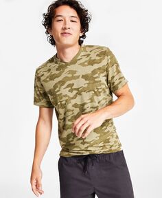 Мужская футболка обычного кроя с V-образным вырезом и камуфляжным принтом Sun + Stone