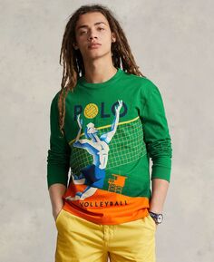 Мужская трикотажная футболка классического кроя с рисунком Polo Ralph Lauren