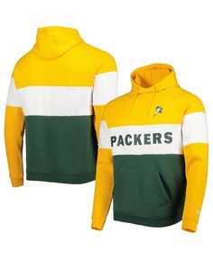 Мужской зеленый, золотой пуловер с капюшоном Green Bay Packers с цветными блоками New Era