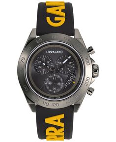 Мужские швейцарские часы с хронографом Urban желто-черного цвета на силиконовом ремешке 43 мм Salvatore Ferragamo