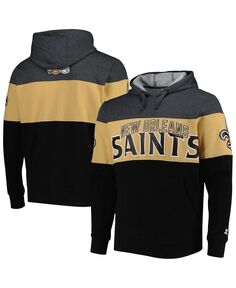 Мужская черная, серо-хизеровая толстовка с капюшоном New Orleans Saints Extreme Pullover Starter