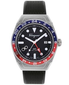 Мужские швейцарские часы SLX GMT с черным силиконовым ремешком, 43 мм Salvatore Ferragamo