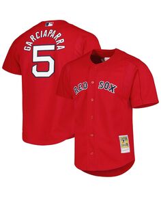 Мужское джерси на пуговицах Nomar Garciaparra Red Boston Red Sox Cooperstown Collection, сетчатое тренировочное джерси с ватиновым принтом Mitchell &amp; Ness