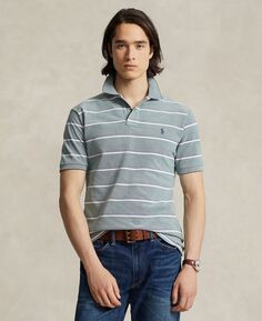 Мужская хлопковая рубашка-поло классического кроя в полоску из сетки Polo Ralph Lauren